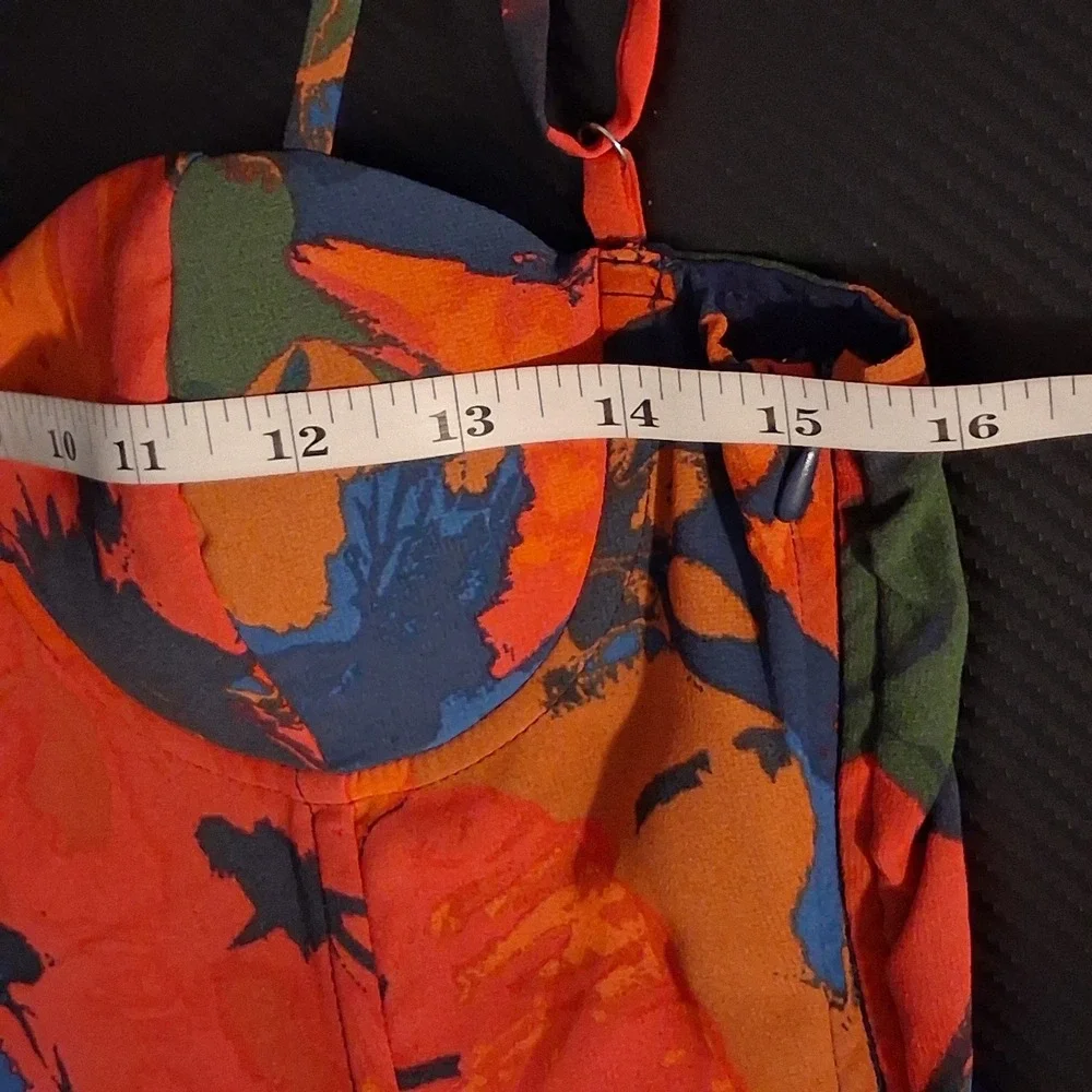 NWT Lulus Dorothy Dark Blue Pink Multi Floral Print Pleated Midi Dress S Bustier
